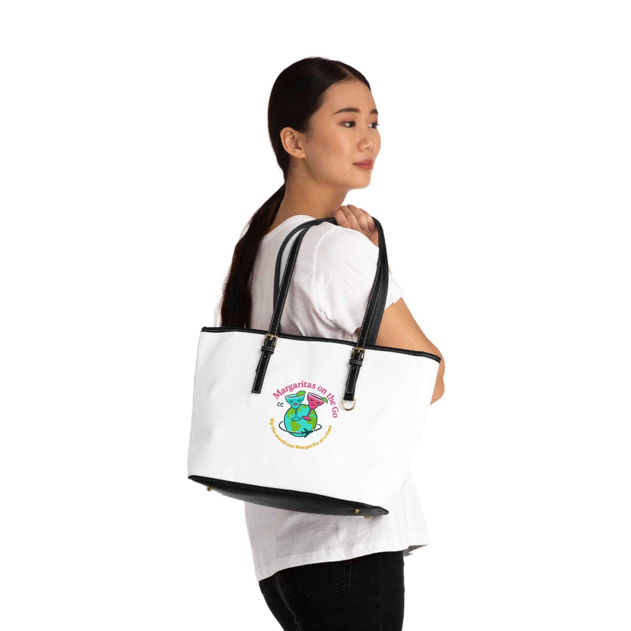 Margaritas on the Go   Leather Shoulder Bag | Tropical Cocktail Tote